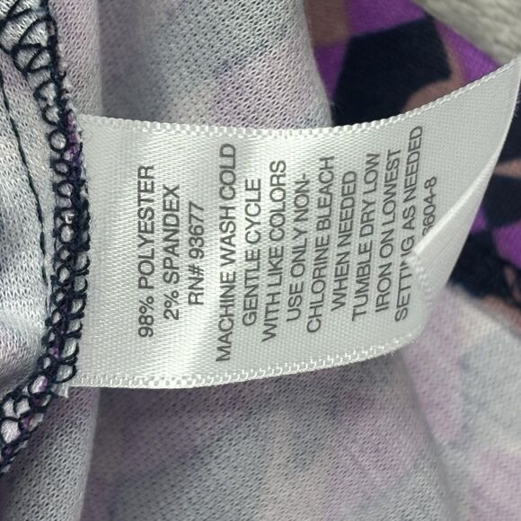 Liz Claiborne Shirt Womens 3X Bright Violet Geo V-Neck Tie Front Long Sleeve - Picture 15 of 16
